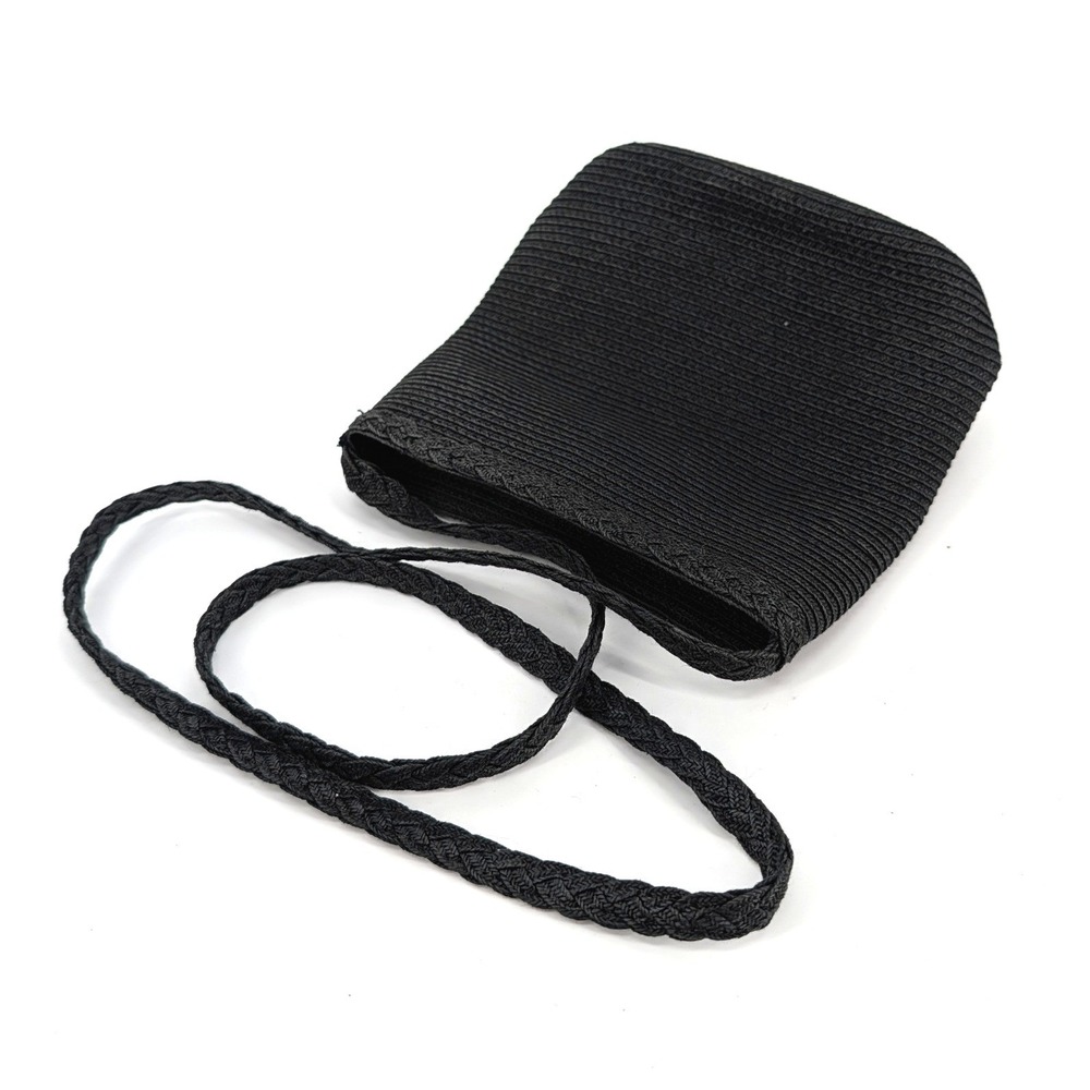 Liz Claiborne Black‎ Woven Straw Crossbody Bag Seashell Lining Small